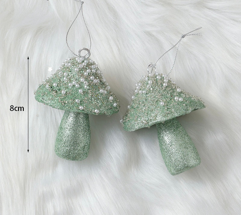 High-grade flocking dark green Christmas tree decoration pendant special-shaped painted ball